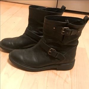 J. Crew Black Buckle Ankle Boots
